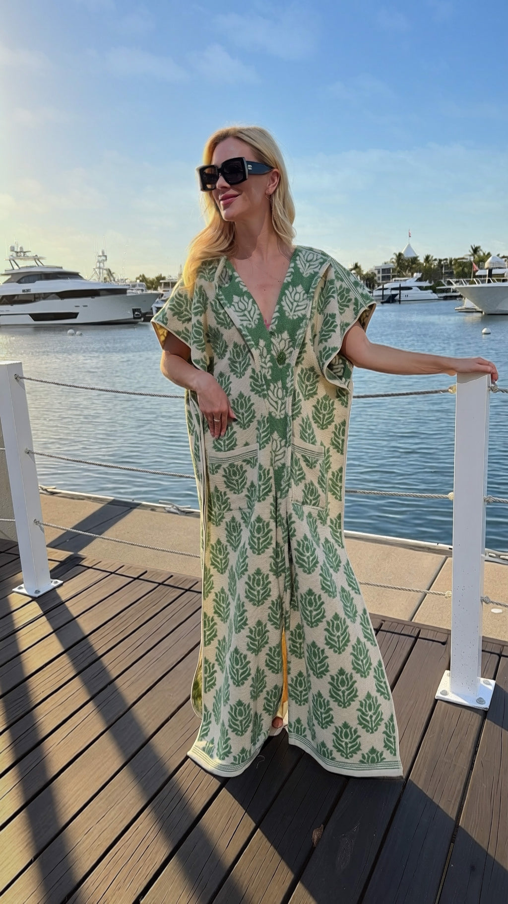 The Antionette Coastal Caftan – Luxury Terry Cloth