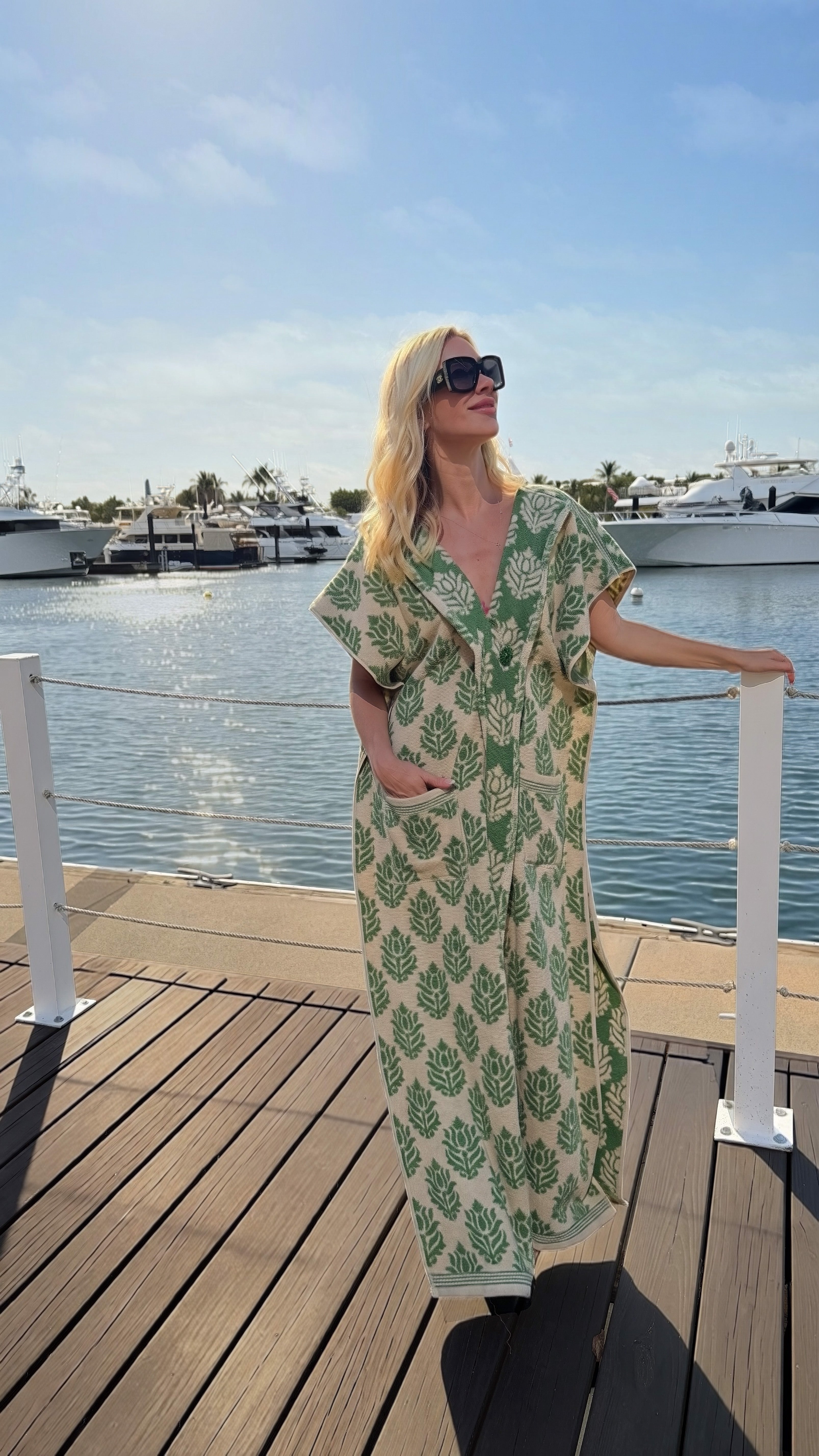 The Antionette Coastal Caftan – Luxury Terry Cloth