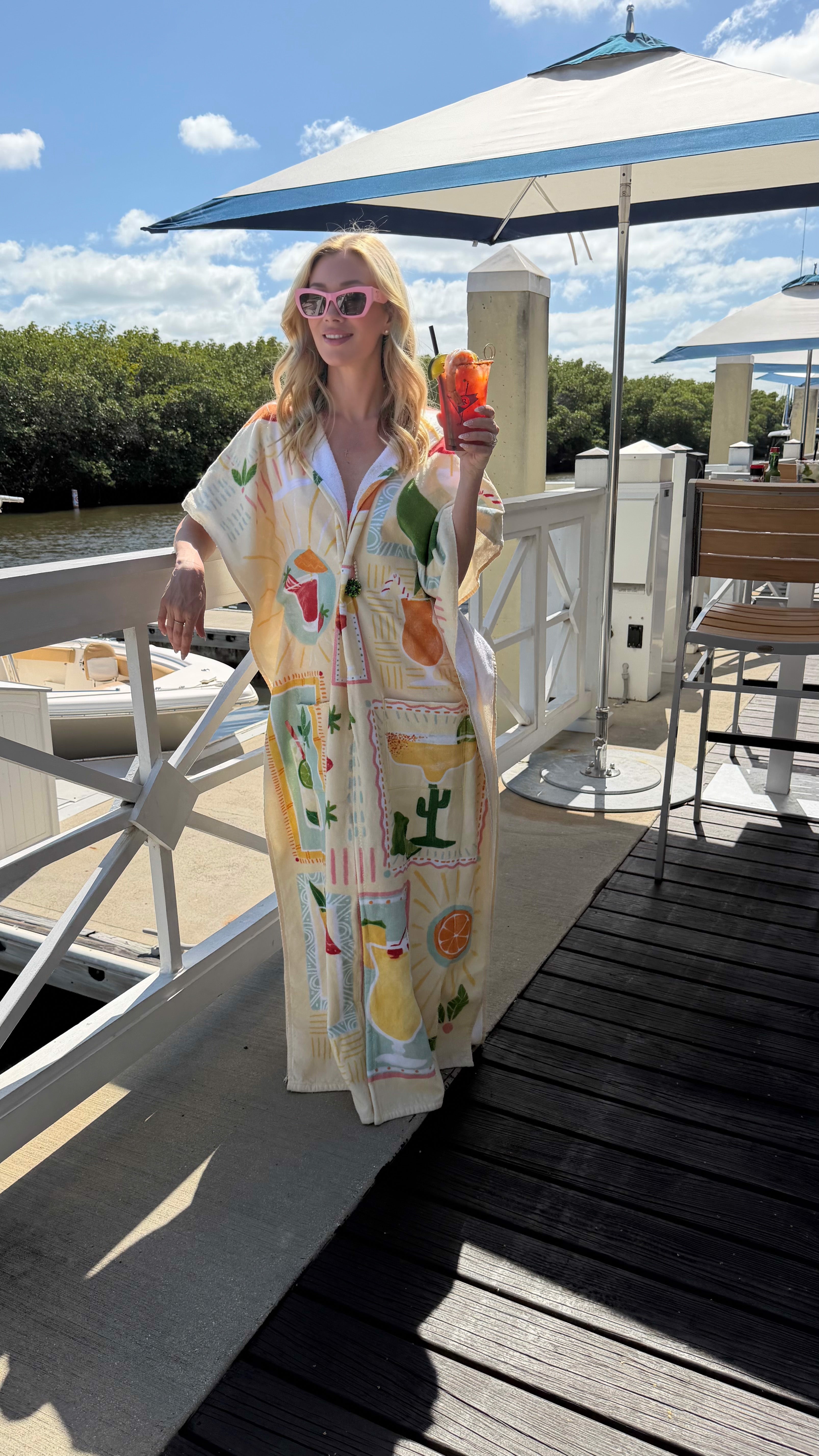 The Happy Hour Coastal Caftan - Luxury Terry Cloth