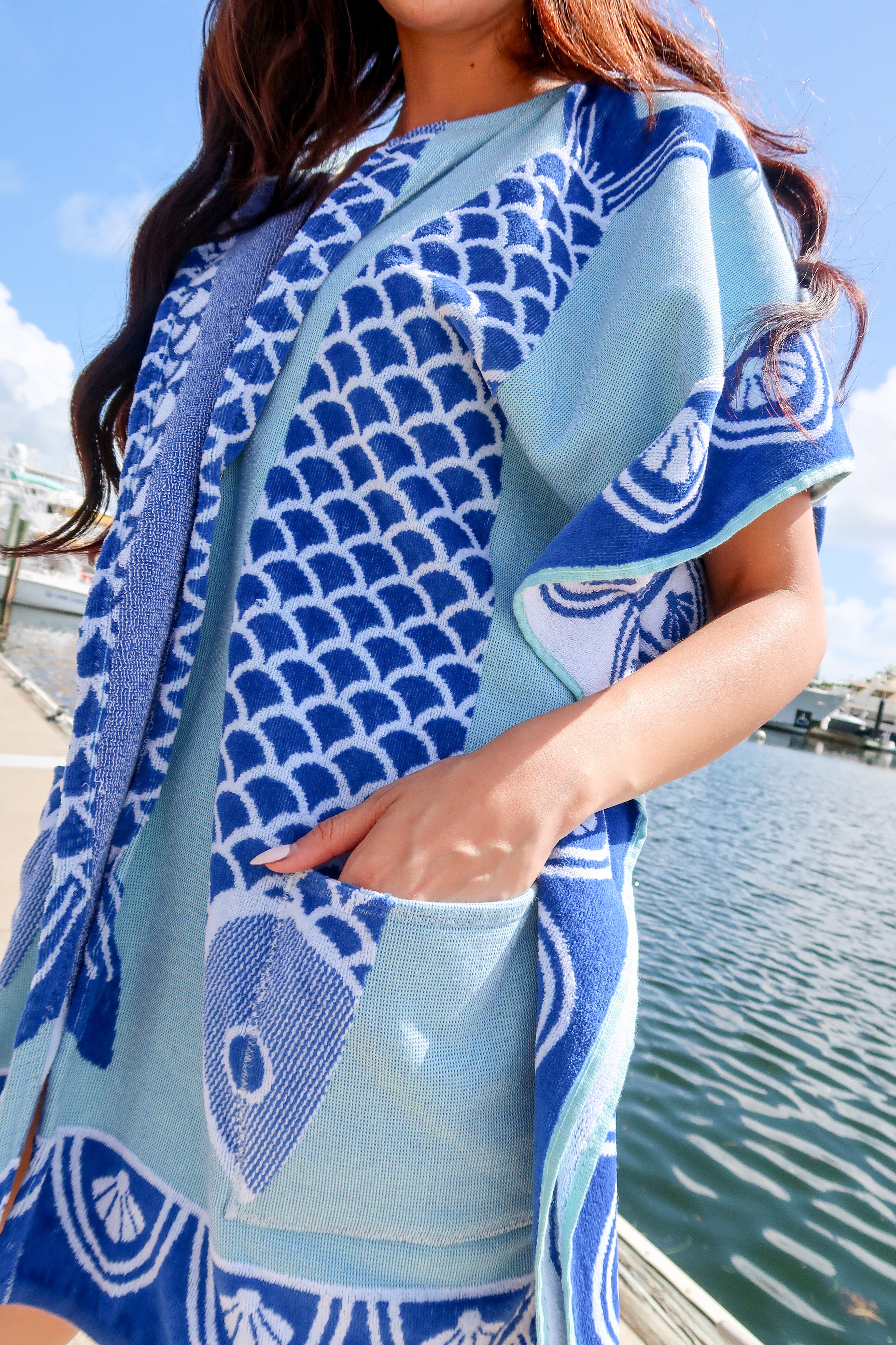 The Santorini Coastal Caftan – Wearable Beach Towels