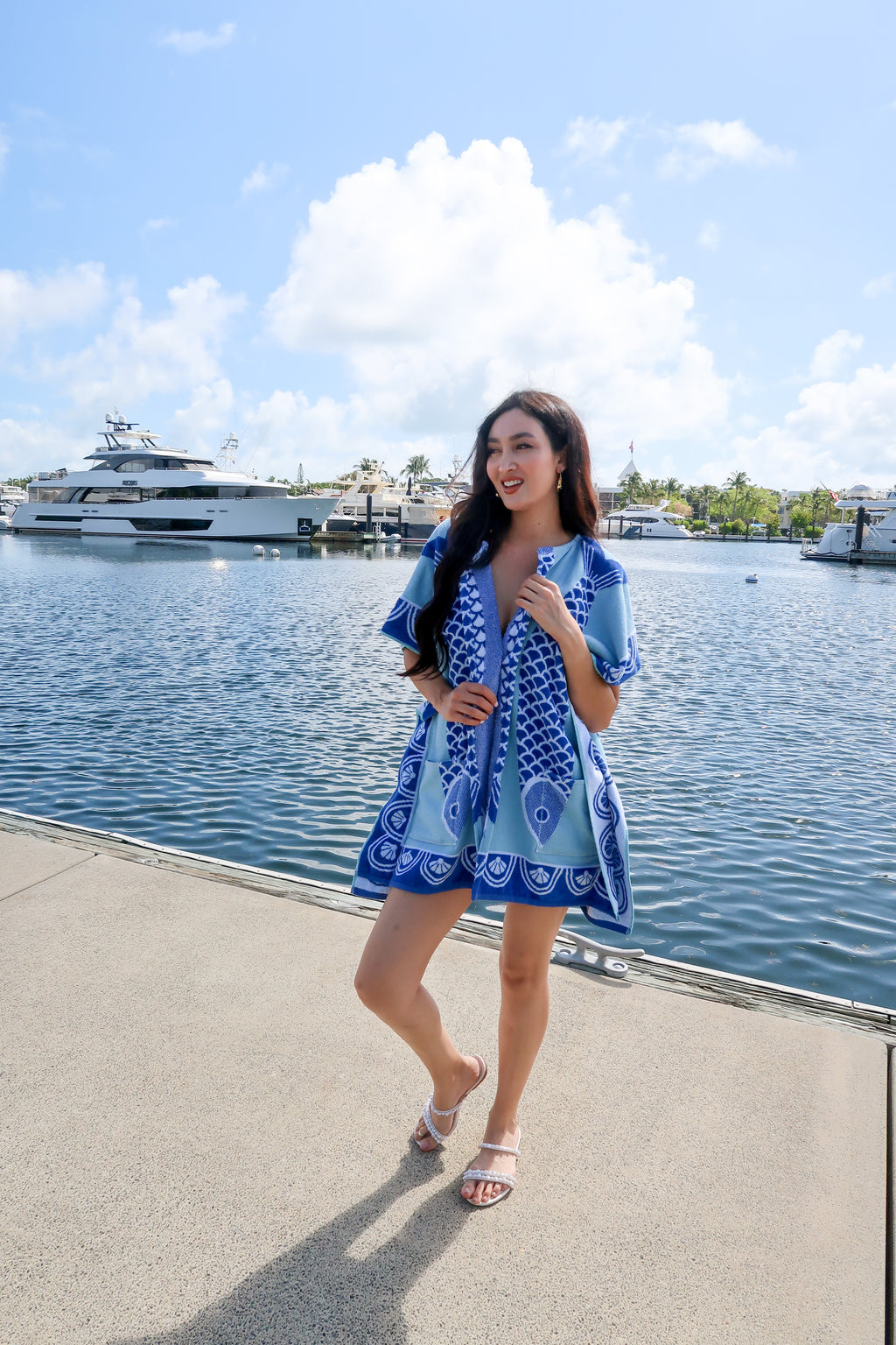 The Santorini Coastal Caftan – Wearable Beach Towels