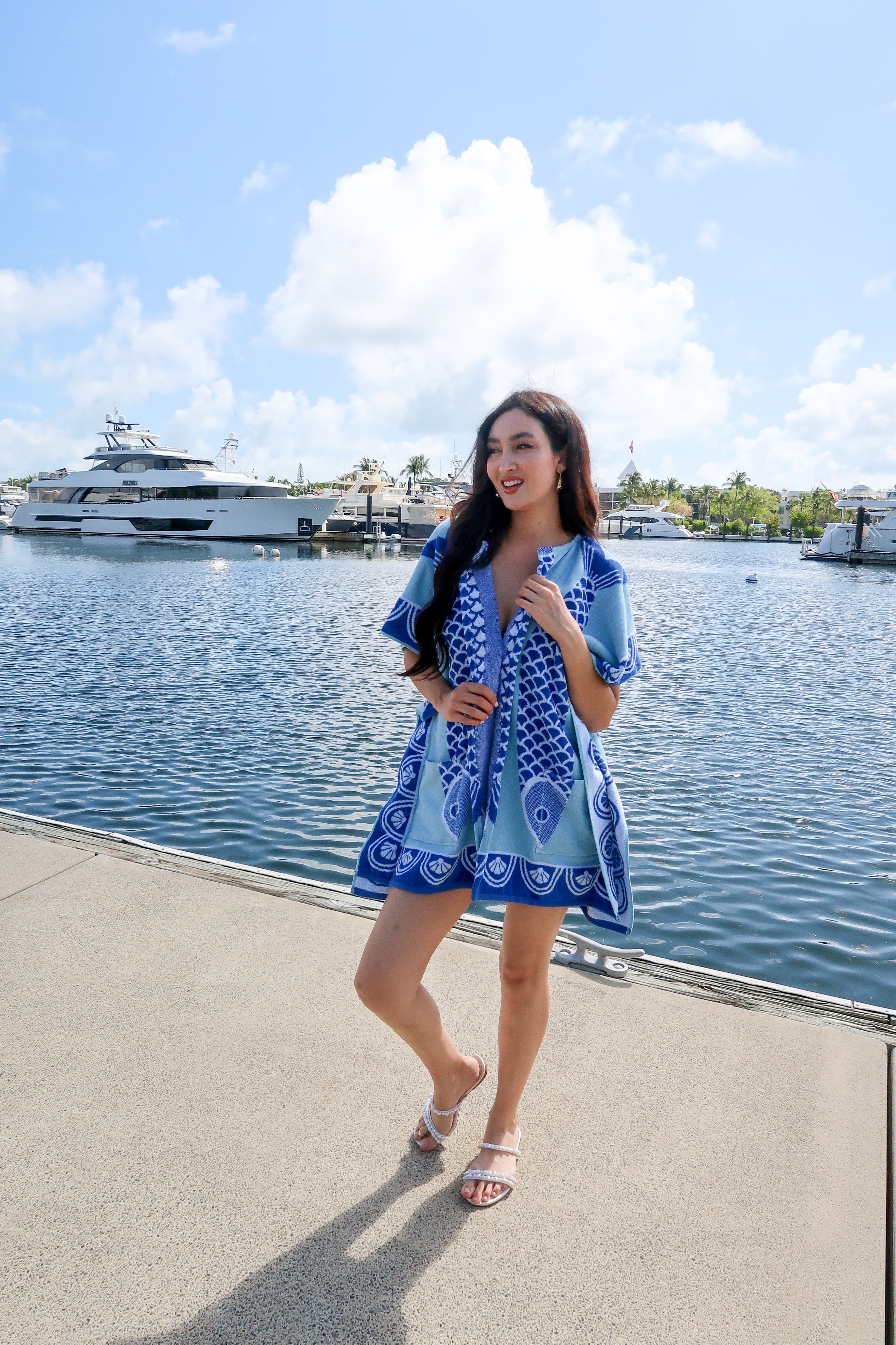The Santorini Coastal Caftan – Wearable Beach Towels