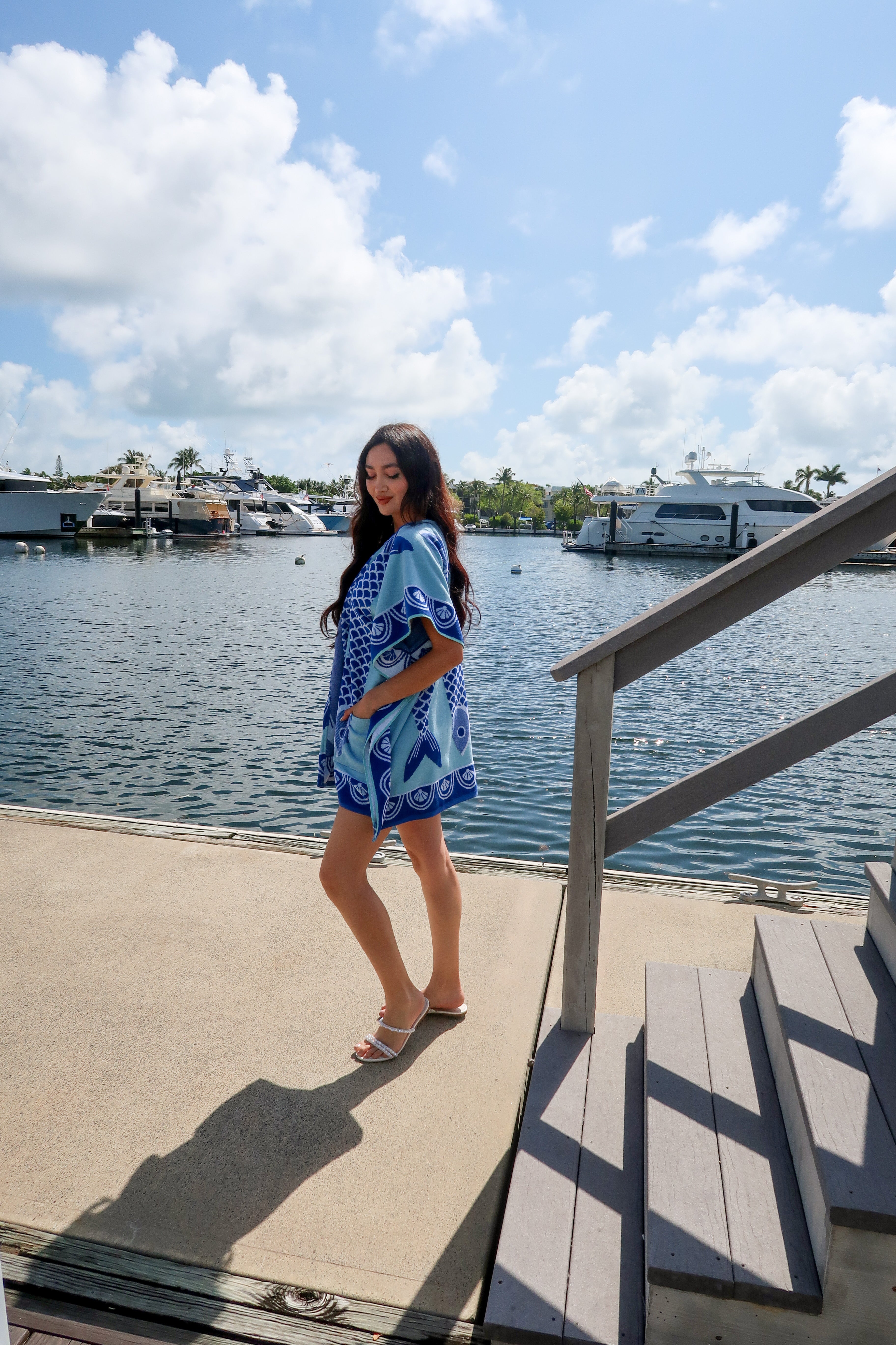 The Santorini Coastal Caftan – Wearable Beach Towels