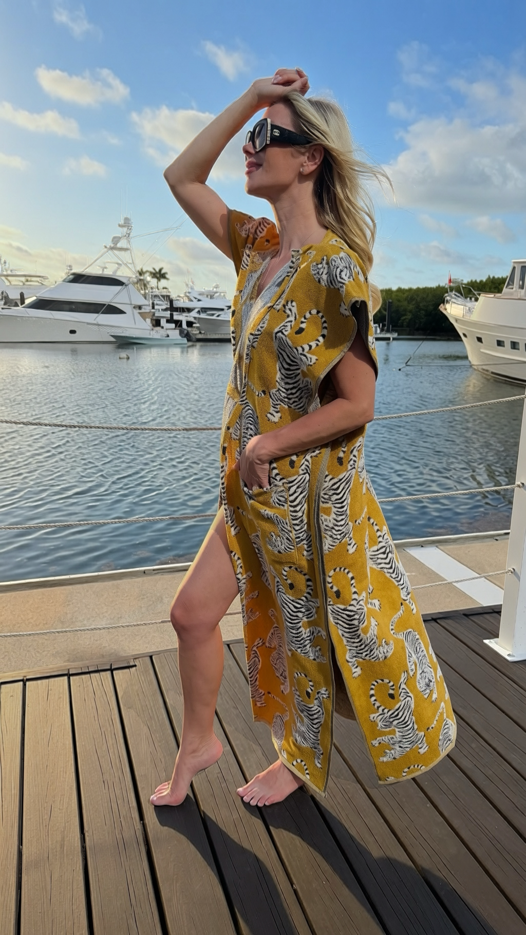 The Caitlin Coastal Caftan – Luxury Terry Cloth Resort Wear